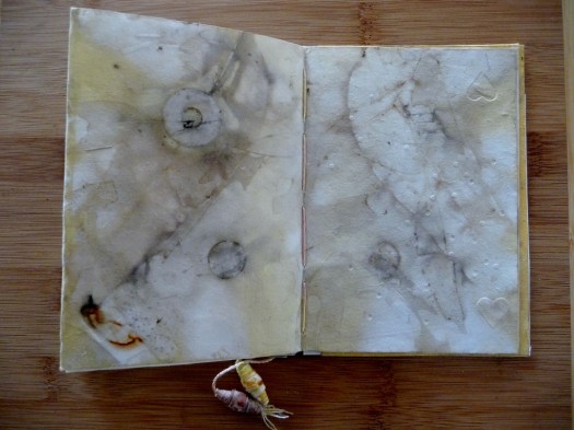 Artist's book handmade paper ecoprint embossed